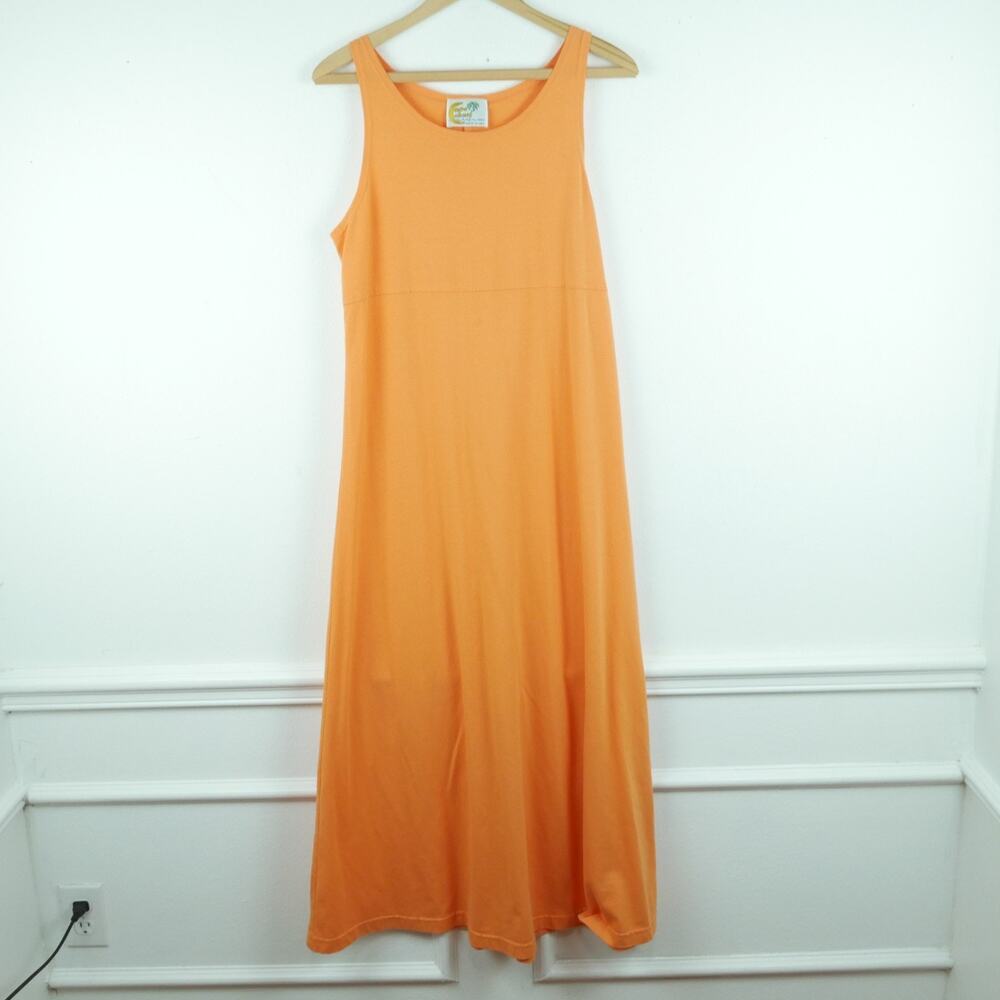 Vintage Medium‎ Maxi Dress Orange Beachy A Line Resort Casual Relaxed Boho 90s